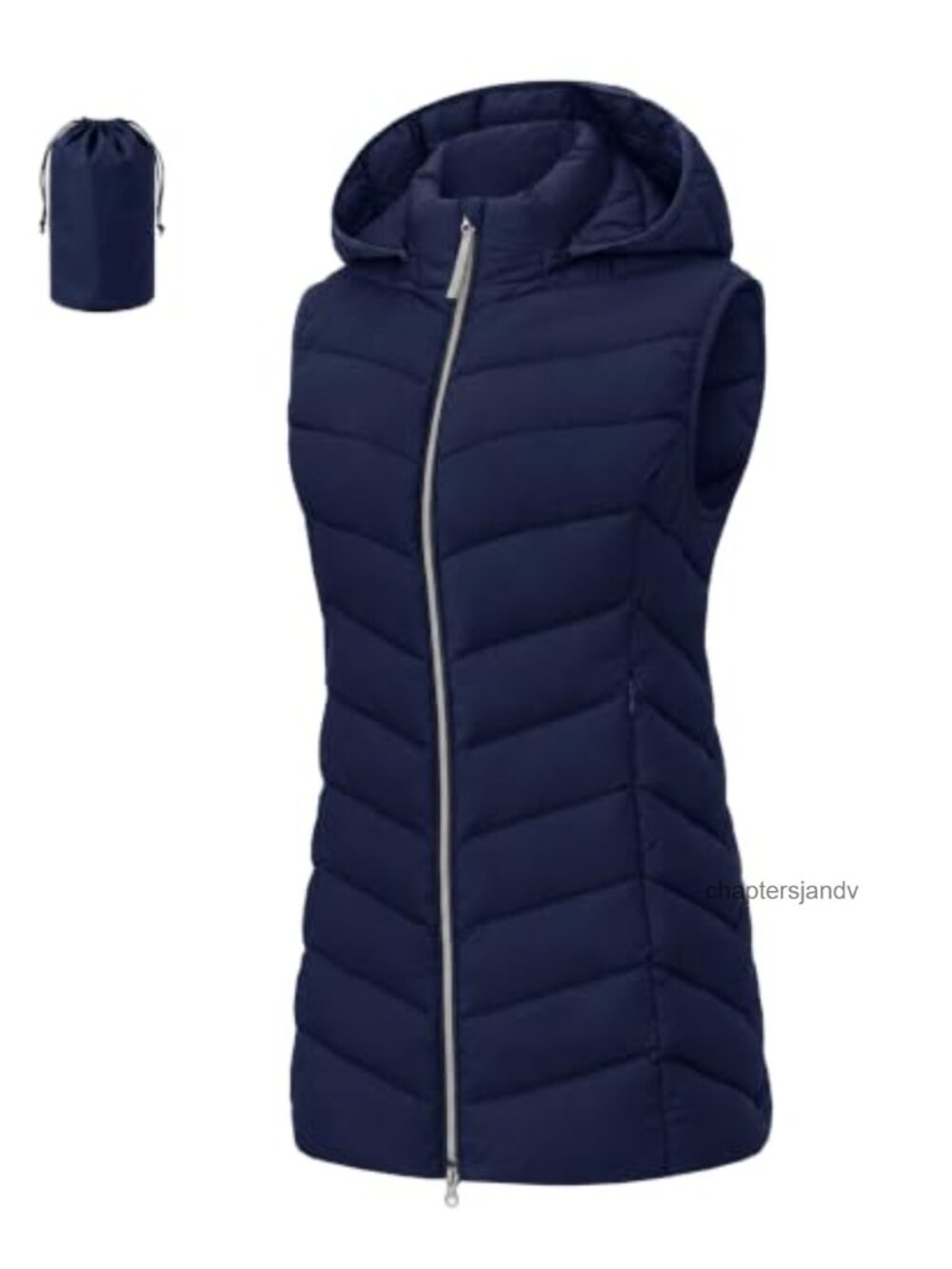 Hooded Long Puffer Vest Lightweight Packable Quilted Fall Sleeveless